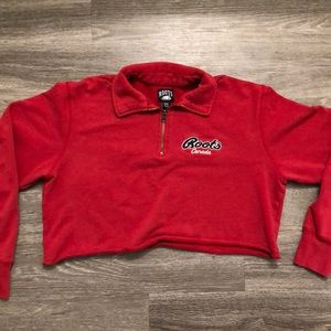 Roots Canada Vintage Zip Crop Pullover Sweatshirt
